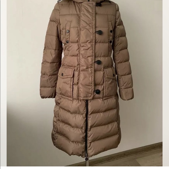 Moncler Genevrier Women Long Down Coat Parka Jacket Hood Fur Size 3 or L Winter - Picture 3 of 14